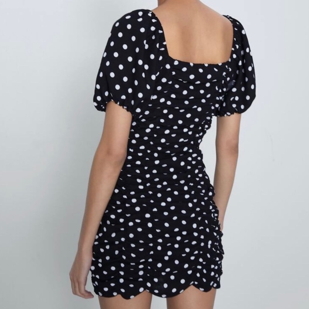 Zara Polka Dot mini dress with puff sleeves